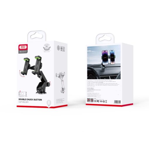 XO car holder C117 black with suction cup 2in1 double - Image 2