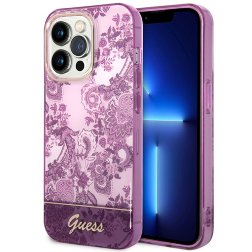 Guess case for iPhone 14 Pro Max 6,7" GUHCP14XHGPLHF fuchsia hardcase Porcelain Collection