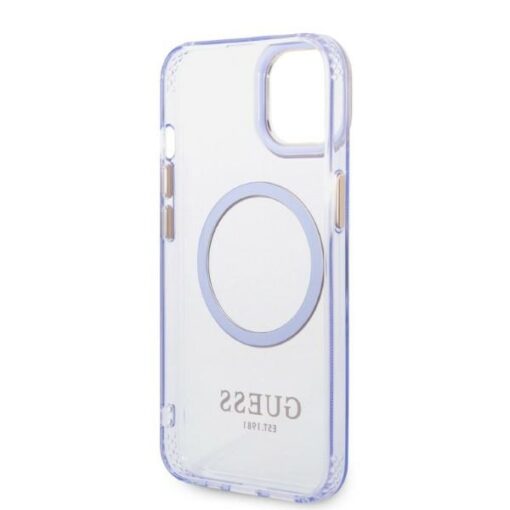 Guess case for iPhone 14 6,1" GUHMP14SHTCMU purple hardcase Gold Outline Translucent MagSafe - Image 5