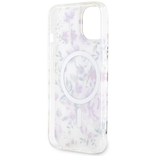 Guess case for iPhone 14 6,1" GUHMP14SHCFWST transparent hardcase Magsafe IML Flower - Image 7