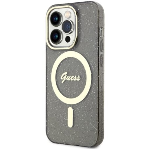 Guess case for iPhone 14 Pro Max 6,7" GUHMP14XHCMCGK black hardcase Magsafe IML Glitter Gold - Image 2