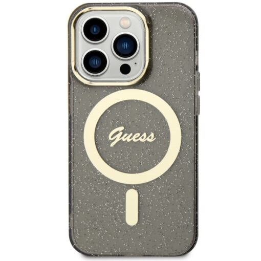 Guess case for iPhone 14 Pro Max 6,7" GUHMP14XHCMCGK black hardcase Magsafe IML Glitter Gold - Image 3