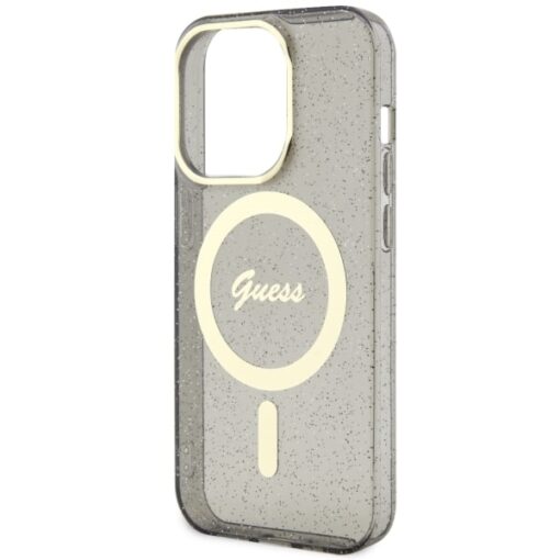 Guess case for iPhone 14 Pro Max 6,7" GUHMP14XHCMCGK black hardcase Magsafe IML Glitter Gold - Image 6