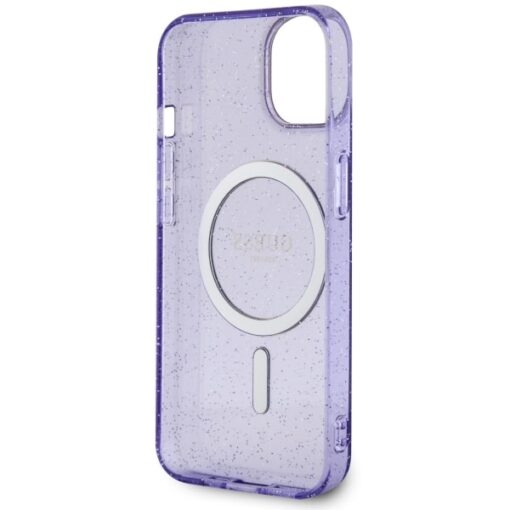 Guess case for iPhone 14 6,1" GUHMP14SHCMCGU purple hardcase Magsafe IML Glitter Gold - Image 7