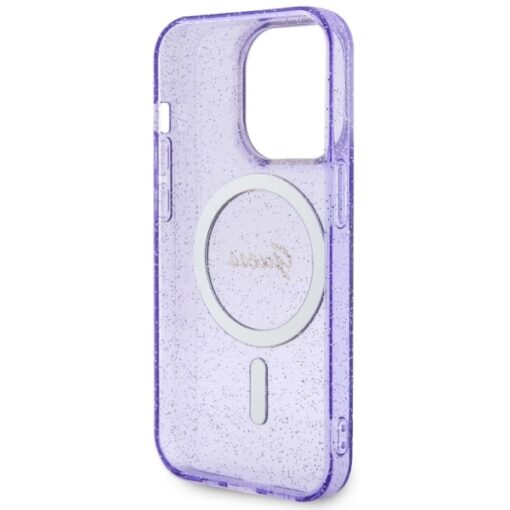 Guess case for iPhone 14 Pro 6,1" GUHMP14LHCMCGU purple hardcase Magsafe IML Glitter Gold - Image 7