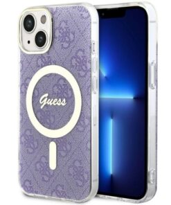 Guess case for iPhone 14 6,1" GUHMP14SH4STU purple hardcase Magsafe IML 4G