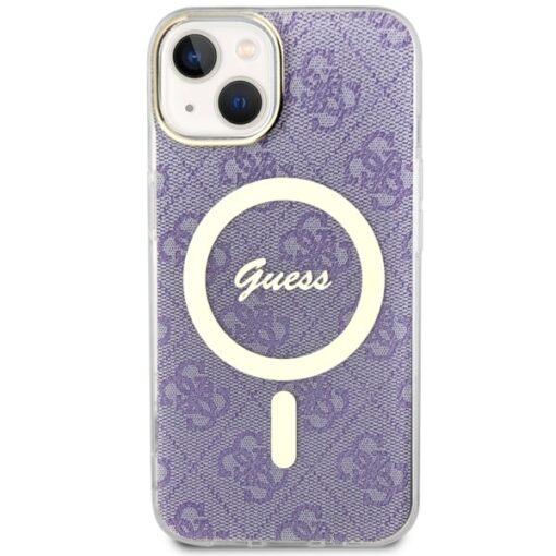 Guess case for iPhone 14 6,1" GUHMP14SH4STU purple hardcase Magsafe IML 4G - Image 3
