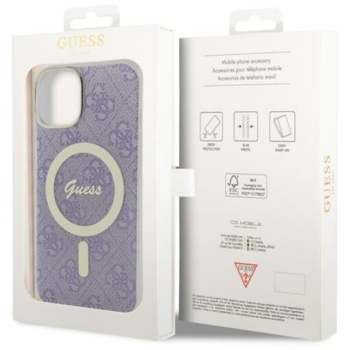 Guess case for iPhone 14 6,1" GUHMP14SH4STU purple hardcase Magsafe IML 4G - Image 8