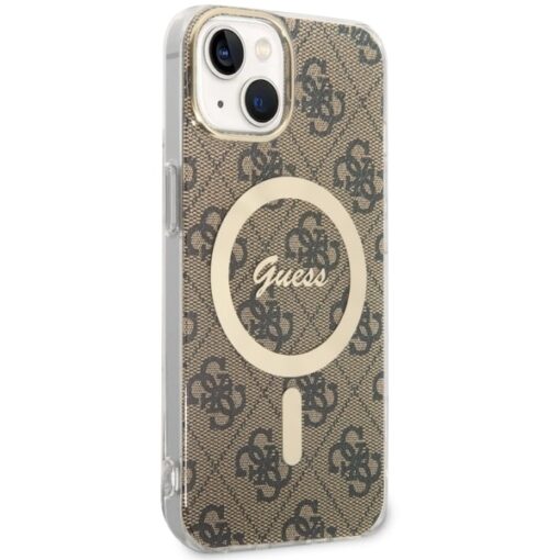 Guess case for iPhone 14 6,1" GUHMP14SH4STW brown hardcase Magsafe IML 4G - Image 3