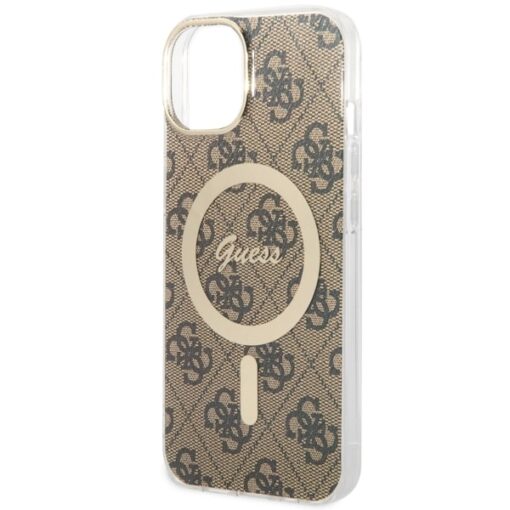 Guess case for iPhone 14 6,1" GUHMP14SH4STW brown hardcase Magsafe IML 4G - Image 5