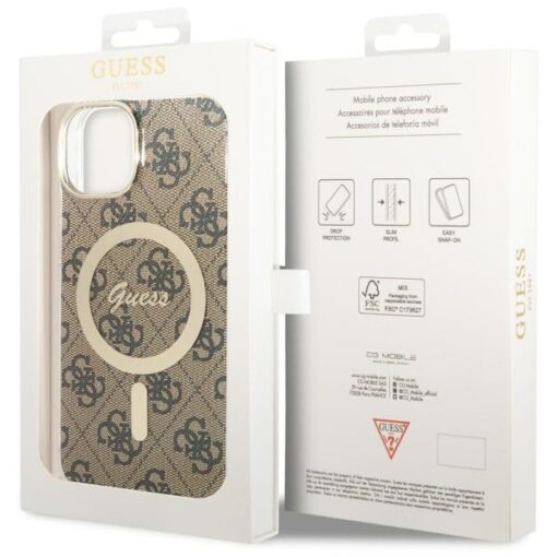 Guess case for iPhone 14 6,1" GUHMP14SH4STW brown hardcase Magsafe IML 4G - Image 7