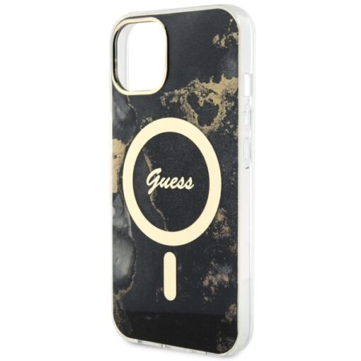 Guess case for iPhone 14 6,1" GUHMP14SHTMRSK black hardcase Magsafe IML Golden Marble - Image 6