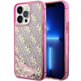 Guess case for iPhone 14 Pro Max 6,7" GUHCP14XLC4PSGP pink hardcase Liquid Glitter 4G Translucent