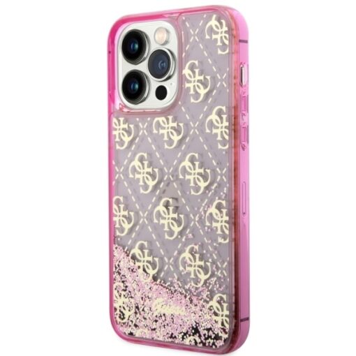 Guess case for iPhone 14 Pro Max 6,7" GUHCP14XLC4PSGP pink hardcase Liquid Glitter 4G Translucent - Image 2