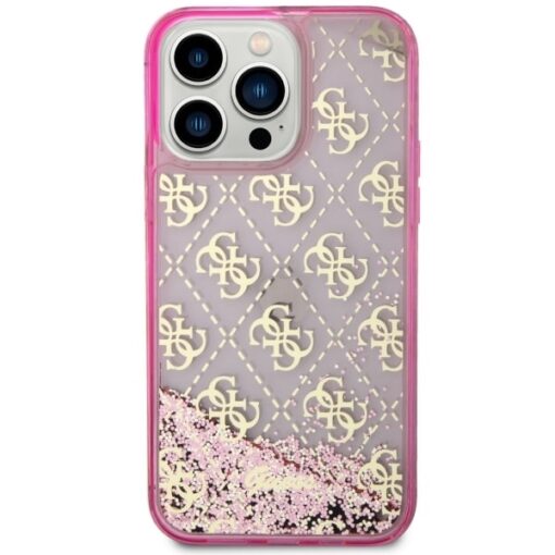 Guess case for iPhone 14 Pro Max 6,7" GUHCP14XLC4PSGP pink hardcase Liquid Glitter 4G Translucent - Image 3