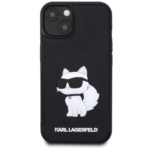 Karl Lagerfeld case for iPhone 14 6,1" KLHCP14S3DRKHNK black hardcase 3D Rubber Choupette NFT - Image 3