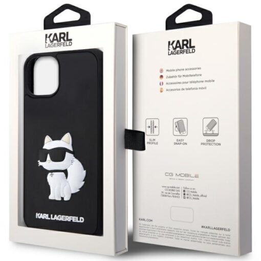 Karl Lagerfeld case for iPhone 14 6,1" KLHCP14S3DRKHNK black hardcase 3D Rubber Choupette NFT - Image 8