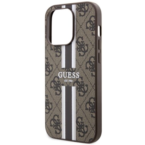 Guess case for iPhone 14 Pro 6,1" GUHMP14LP4RPSW brown harcase Magsafe 4G Printed Stripes - Image 6