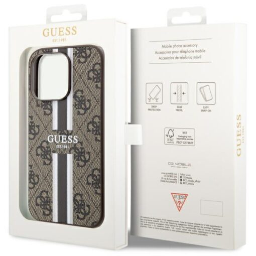 Guess case for iPhone 14 Pro Max 6,7" GUHMP14XP4RPSW brown harcase Magsafe 4G Printed Stripes - Image 8