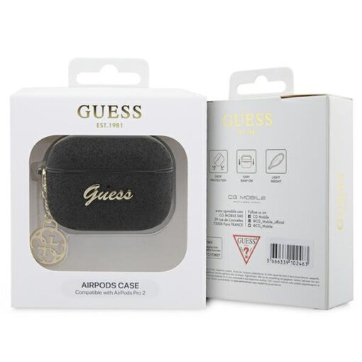 Guess case for AirPods Pro 2 GUAP2GLGSHK black PU Glitter Flake 4G - Image 4