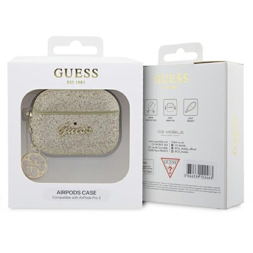 Guess case for AirPods Pro 2 GUAP2GLGSHD gold PU Glitter Flake 4G - Image 4