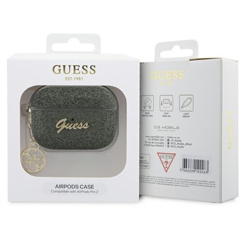 Guess case for AirPods Pro 2 GUAP2GLGSHA khaki PU Glitter Flake 4G - Image 4