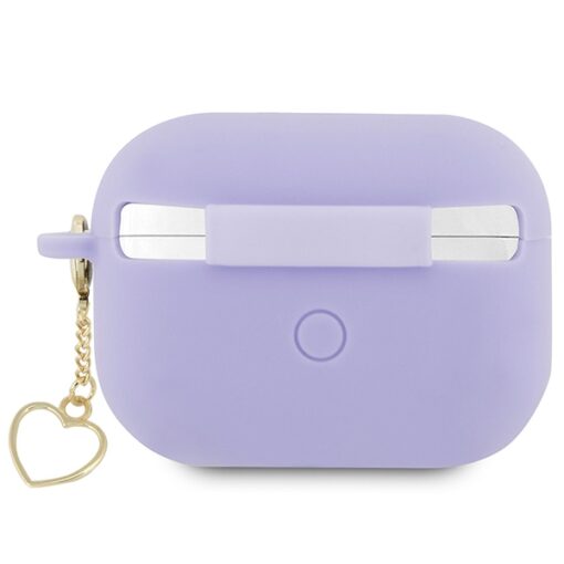 Guess case for AirPods Pro 2 GUAP2LSCHSU purple Silicone Heart Charm - Image 2