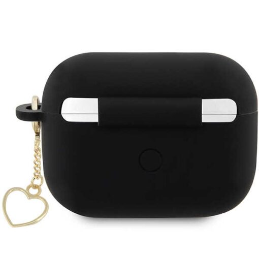 Guess case for AirPods Pro 2 GUAP2LSCHSK black Silicone Heart Charm - Image 2