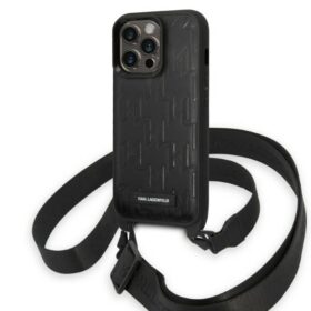 Karl Lagerfeld case for iPhone 14 Pro 6,1" KLHCP14LSTMMK black hardcase Monogram Plaque Logo Strap
