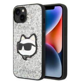 Karl Lagerfeld case for iPhone 14 Plus 6,7" KLHCP14MG2CPS silver hardcase Glitter Choupette Patch