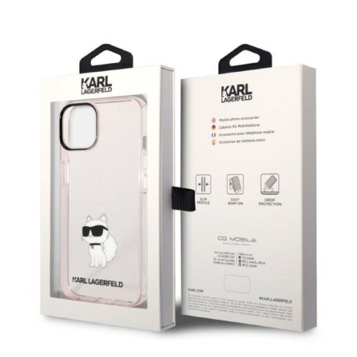 Karl Lagerfeld case for iPhone 14 6,1" KLHCP14SHNCHTCP pink hardcase Ikonik Choupette - Image 8