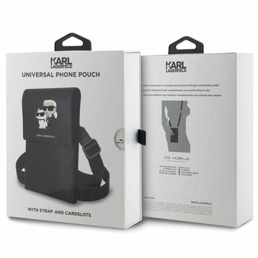 Karl Lagerfeld handbag for phone KLWBSAKCPMK black hardcase Phone Pounch Universal Saffiano K&C NFT - Image 6