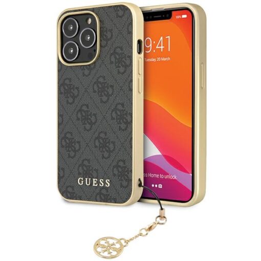 Guess case for iPhone 14 Pro 6,7" GUHCP14XGF4GGR grey HC PU 4G Charm