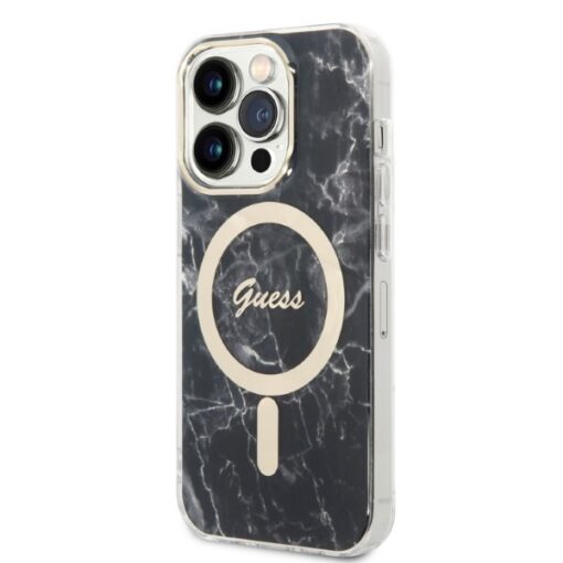 Guess set case + charger for iPhone 14 Pro Max 6,7" GUBPP14XHMEACSK black hard case Marble MagSafe - Image 2