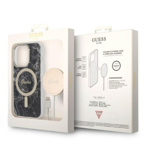 Guess set case + charger for iPhone 14 Pro Max 6,7" GUBPP14XHMEACSK black hard case Marble MagSafe - Image 10