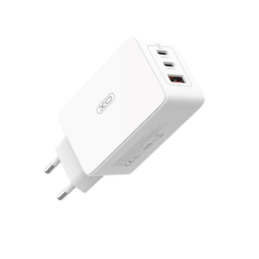 XO wall charger CE13 PD QC 3.0 65W 1x USB 2x USB-C white + USB-C - USB-C cable - Image 2