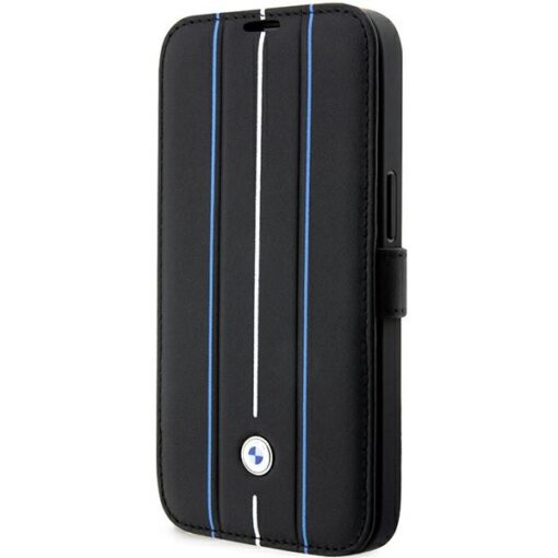 BMW case for iPhone 14 Pro Max 6,7" BMBKP14X22RVSK black Sign BT Leather Hot Stamp Blue Lines