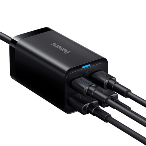 Baseus wall charger GaN3 Pro PD 65W 2x USB-C 2x USB black + USB-C - USB-C cable - Image 3