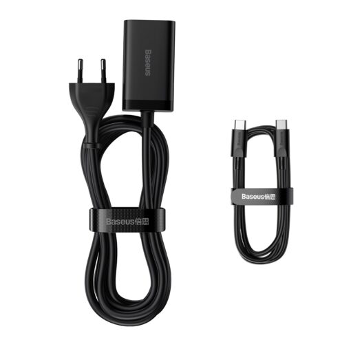 Baseus wall charger GaN3 Pro PD 65W 2x USB-C 2x USB black + USB-C - USB-C cable - Image 7