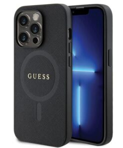 Guess case for iPhone 14 Pro 6,1" GUHMP14LPSAHMCK black HC PU Saffiano Magsafe