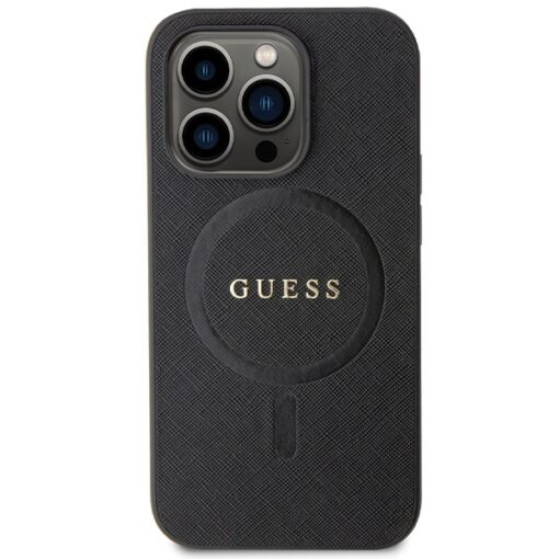 Guess case for iPhone 14 Pro 6,1" GUHMP14LPSAHMCK black HC PU Saffiano Magsafe - Image 3