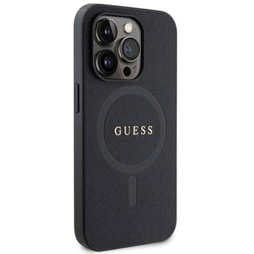 Guess case for iPhone 14 Pro 6,1" GUHMP14LPSAHMCK black HC PU Saffiano Magsafe - Image 4