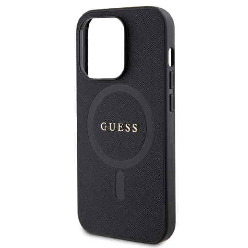Guess case for iPhone 14 Pro 6,1" GUHMP14LPSAHMCK black HC PU Saffiano Magsafe - Image 6