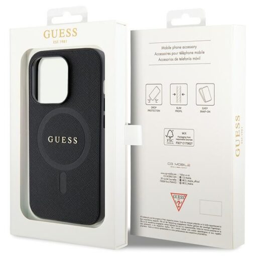 Guess case for iPhone 14 Pro 6,1" GUHMP14LPSAHMCK black HC PU Saffiano Magsafe - Image 8