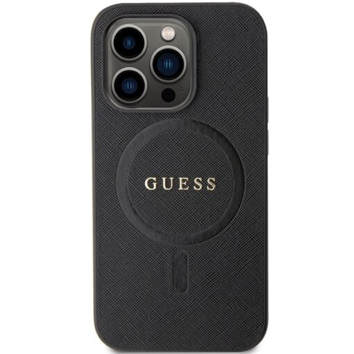 Guess case for iPhone 14 Pro Max 6,7" GUHMP14XPSAHMCK black HC PU Saffiano Magsafe - Image 3