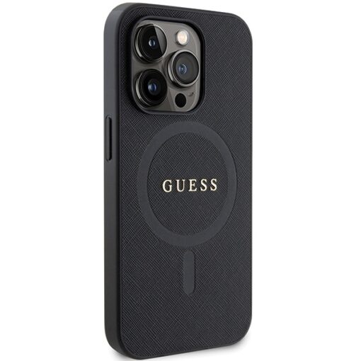 Guess case for iPhone 14 Pro Max 6,7" GUHMP14XPSAHMCK black HC PU Saffiano Magsafe - Image 4