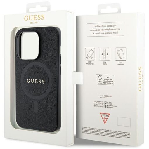 Guess case for iPhone 14 Pro Max 6,7" GUHMP14XPSAHMCK black HC PU Saffiano Magsafe - Image 8