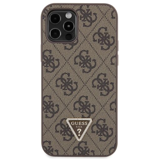 Guess case for iPhone 12 / 12 Pro 6,1" GUHCP12MP4TDSCPW brown HC PU Leather Metal Logo Strass Crossbody - Image 3