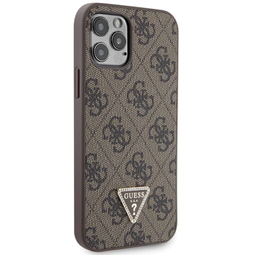 Guess case for iPhone 12 / 12 Pro 6,1" GUHCP12MP4TDSCPW brown HC PU Leather Metal Logo Strass Crossbody - Image 4