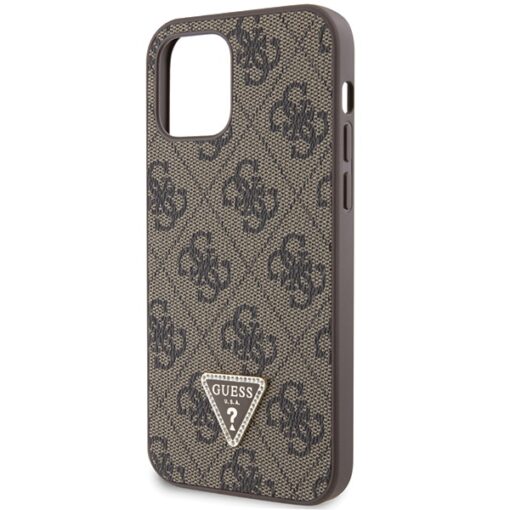 Guess case for iPhone 12 / 12 Pro 6,1" GUHCP12MP4TDSCPW brown HC PU Leather Metal Logo Strass Crossbody - Image 7